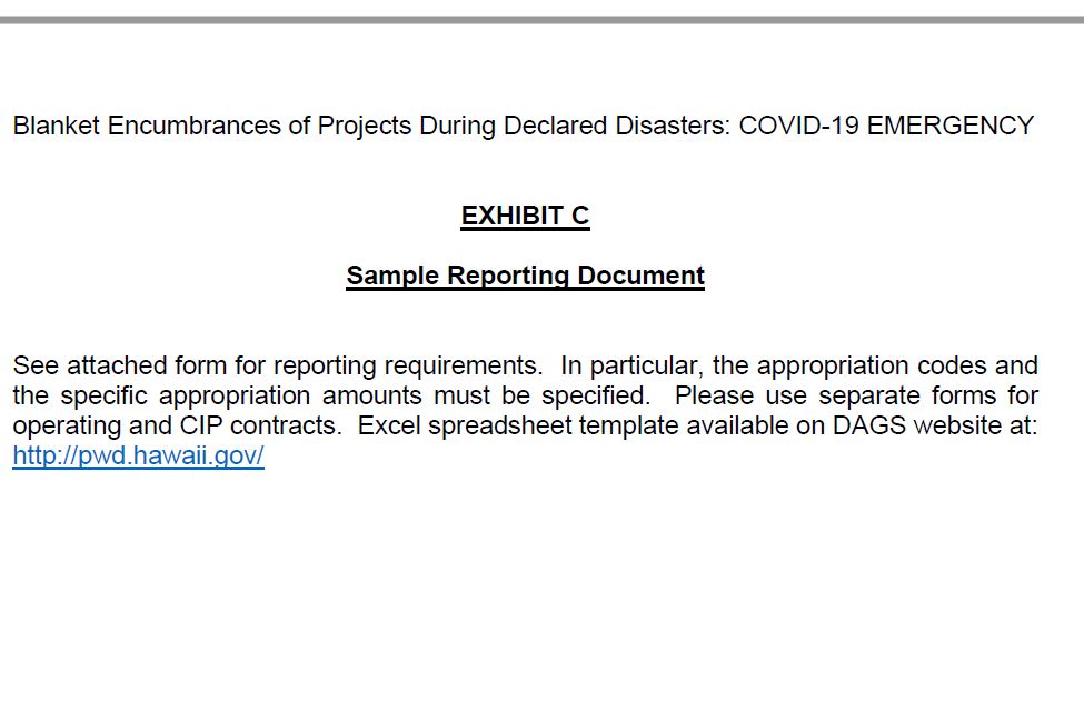 Public Works Division Blanket Encumbrance of Projects During Declared